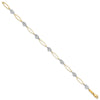 14k Two-tone Diamond-cut Puffed Heart and Flat Oval Link 7.25 inch Bracelet