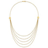 14K 5-Layer Ropa Chain Bib with Textured Side Circles 18 inch Necklace