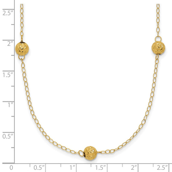 14k Polished Textured Beads 7-Station 18 inch Necklace