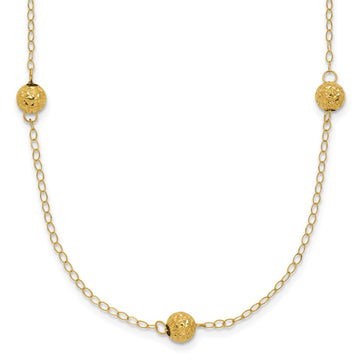 14k Polished Textured Beads 7-Station 18 inch Necklace