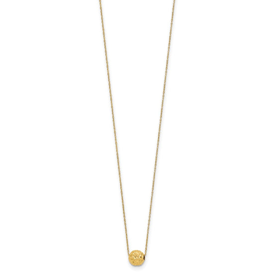 14k Polished Textured 6mm Bead 18 inch Necklace