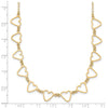 14K Open Flat Hearts 16 inch Necklace Plus 2 inch Extender