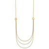 14K 3-Layer Ropa Chain Bib with Textured Side Circles 16 inch Necklace Plus 2 inch Extender