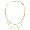 14K 3-Layer Ropa Chain Bib with Textured Side Circles 16 inch Necklace Plus 2 inch Extender