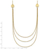 14K 3-Layer Ropa Chain Bib with Textured Side Circles 16 inch Necklace Plus 2 inch Extender