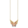 14k Yellow and Rose Gold with White Rhodium Large Filigree Butterfly 18 inch Necklace