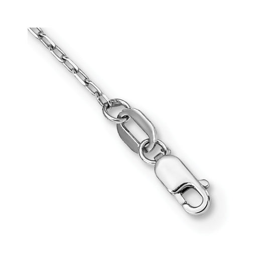 14k White Gold Polished Crucifix and Miraculous Medal with 3mm Mirror Beads 24 inch Rosary Necklace