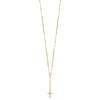 14k Polished Crucifix and Miraculous Medal with 3mm Mirror Beads Semi-solid 24 inch Rosary Necklace