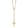 14k Polished Crucifix and Miraculous Medal with 3mm Mirror Beads Semi-solid 24 inch Rosary Necklace