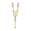 14k Polished Crucifix and Miraculous Medal with 4mm Mirror Beads Semi-solid 24 inch Rosary Necklace