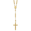 14k Polished Crucifix and Miraculous Medal with 4mm Mirror Beads Semi-solid 24 inch Rosary Necklace