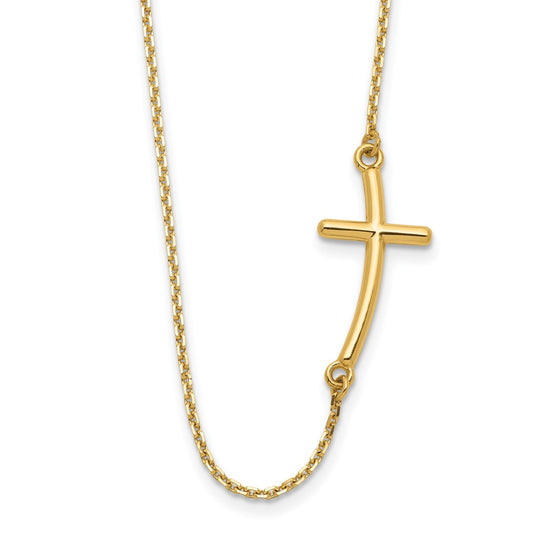 Gold Sideways Curved Cross