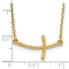 14k Small Sideways Curved Twist Cross 19 inch Necklace