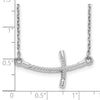 14k White Gold Large Sideways Curved Twist Cross 19 inch Necklace