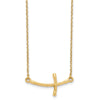 14k Large Sideways Curved Twist Cross 19 inch Necklace