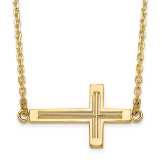 Gold Cut-out Cross Necklace