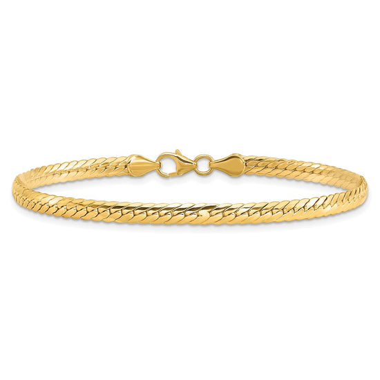 14k Polished 3mm Fancy Curb Link 7.5 inch Bracelet