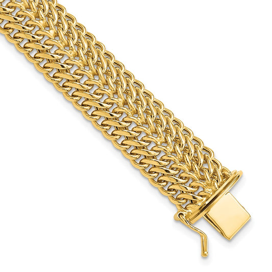 14k Polished 13mm Fancy Link 7.5 inch Bracelet