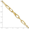 14k Polished Textured Fancy Link 7.75 inch Bracelet