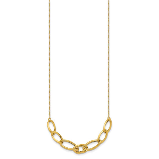 14k Polished and Textured Fancy Link 17.5 inch Necklace