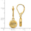 14k Brushed and Polished Diamond-cut Circle Dangle Leverback Earrings