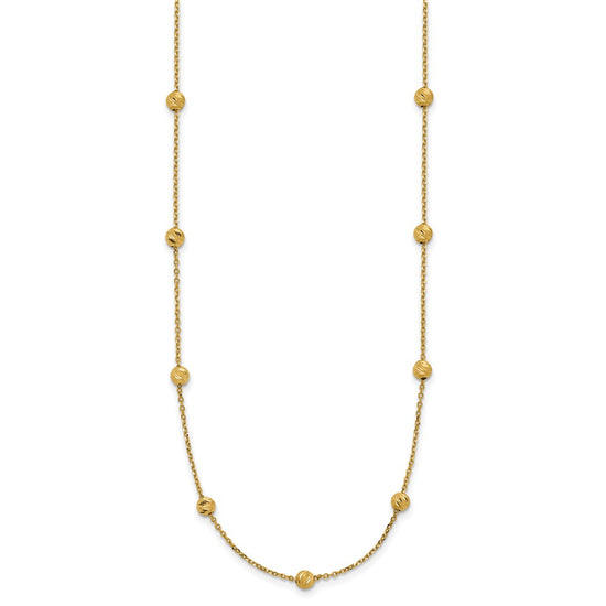 14K Diamond-cut Beads 17 inch Station Necklace