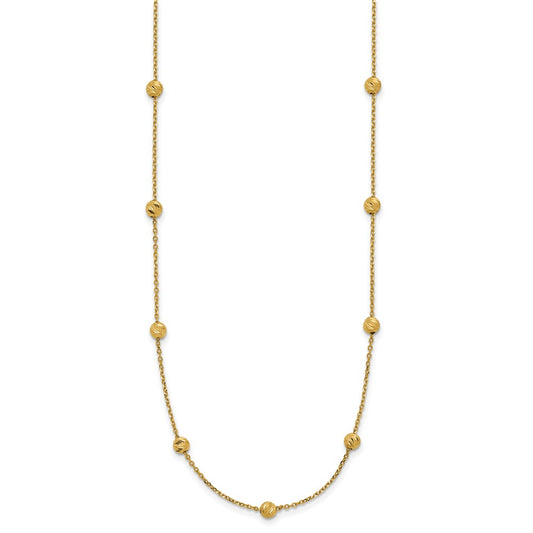 14K Diamond-cut Beads 17 inch Station Necklace