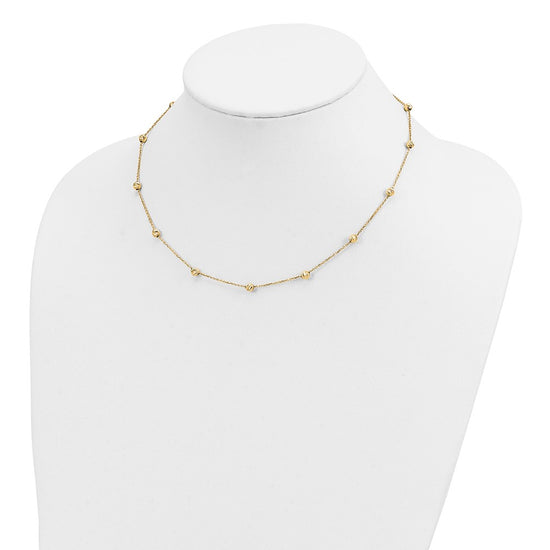 14K Diamond-cut Beads 17 inch Station Necklace