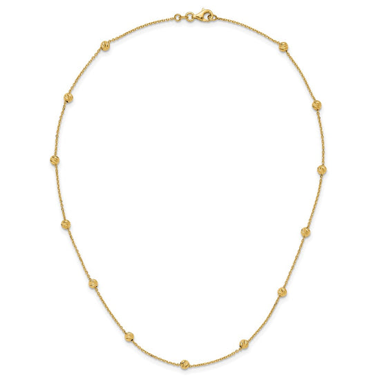 14K Diamond-cut Beads 17 inch Station Necklace