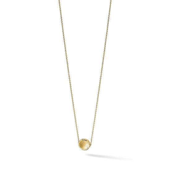 14k Brushed and Polished Diamond-cut Circle Pendant 18 inch Necklace