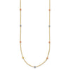 14k Tri-color Polished Diamond-cut Beads 18 inch Station Necklace