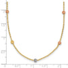 14k Tri-color Polished Diamond-cut Beads 18 inch Station Necklace