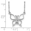 14k White Gold Polished Open Butterfly 17 inch Necklace
