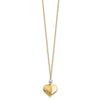 14K Two Tone Polished Diamond-cut Puffed Heart and Bead Pendant 18 inch Necklace