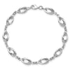 14K White Gold Polished 8mm Fancy Oval Link 7.5 inch Bracelet