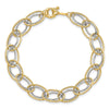 14k Two-tone 11mm Fancy Oval Link 7.5 inch Bracelet