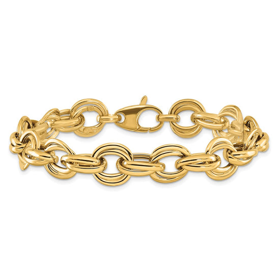 14K Polished 11mm Fancy Double Link Cable 8 inch Bracelet