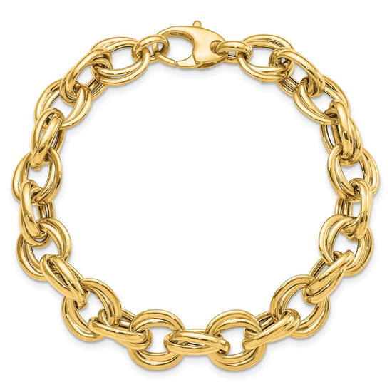 14K Polished 11mm Fancy Double Link Cable 8 inch Bracelet