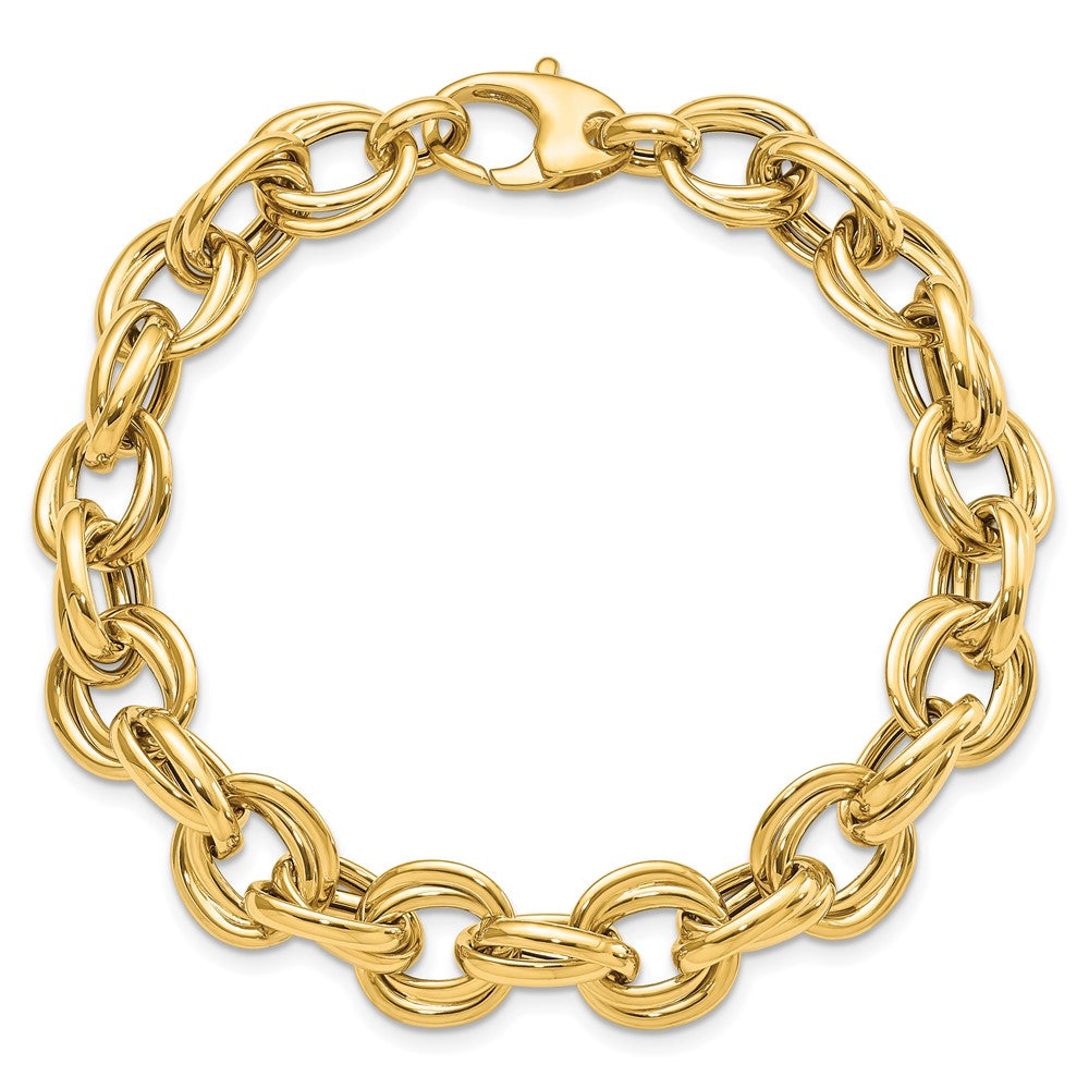 14K Polished 11mm Fancy Double Link Cable 8 inch Bracelet