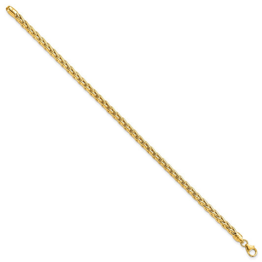 14k Polished 4mm Fancy Wheat Link 7.5 inch Bracelet