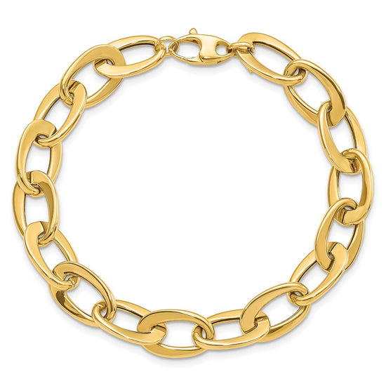 14k Polished 9.7mm Fancy Cable Link 8 inch Bracelet