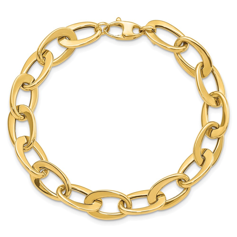 14k Polished 9.7mm Fancy Cable Link 8 inch Bracelet