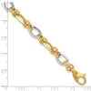 14K Two-tone Polished 8.2mm Fancy Link 7.75 inch Bracelet