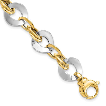 14k Two-tone Polished Fancy Link Bracelet