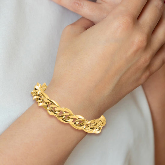 14k Polished 11.4mm Fancy Link 7.5 inch Bracelet
