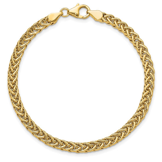 14k Polished 4.3mm Fancy Braided Link 7.5 inch Bracelet