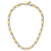 14k Two-Tone Polished 7.3mm Fancy Oval and Round Link 17.5 inch Necklace