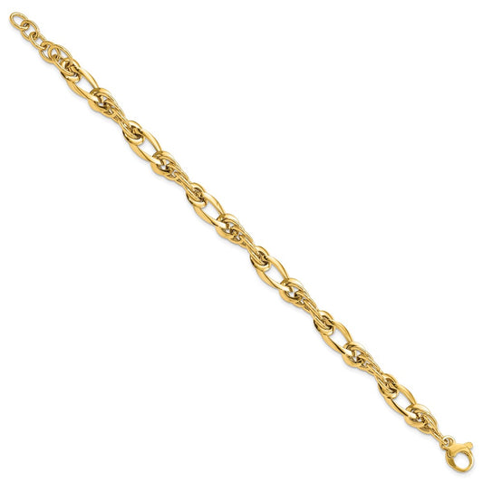 14k Polished 6.4mm Fancy Twisted Link 7 inch Bracelet