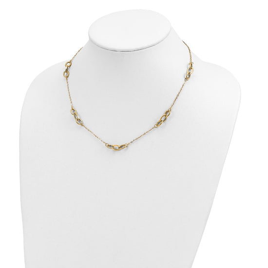 14k Polished Fancy Linked Ovals 5-Station 18 inch Necklace