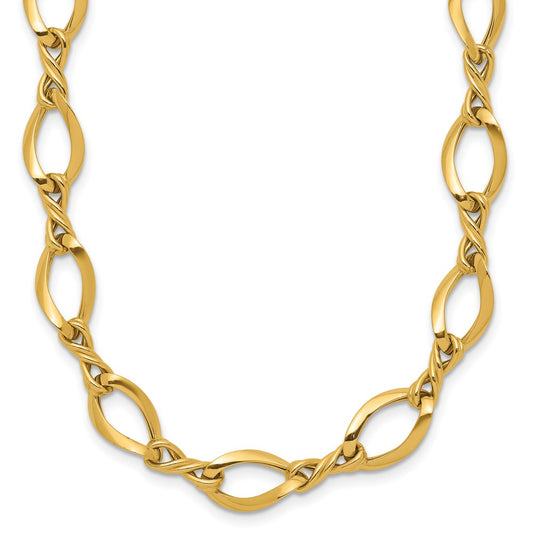 14k Fancy Oval and Twisted Link 18 inch Necklace